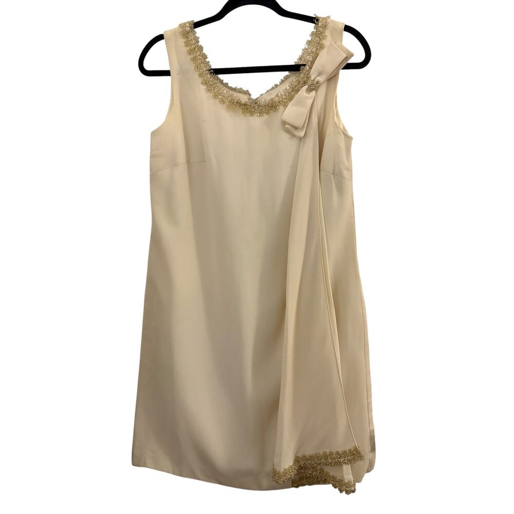 Vintage Sleeveless Cocktail Dress Large Bow Accent Retro Mod Elegant Evening - Picture 10 of 10